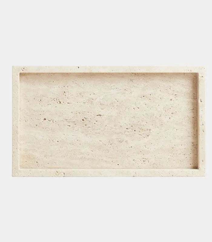 Genuine Travertine Stone Tray – Decorative 9.8 × 5.9 in Organizer