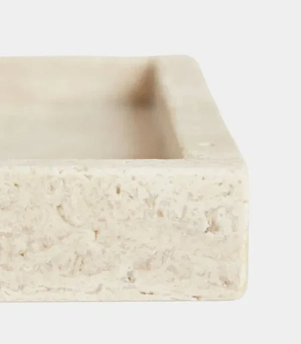 Genuine Travertine Stone Tray – Decorative 9.8 × 5.9 in Organizer