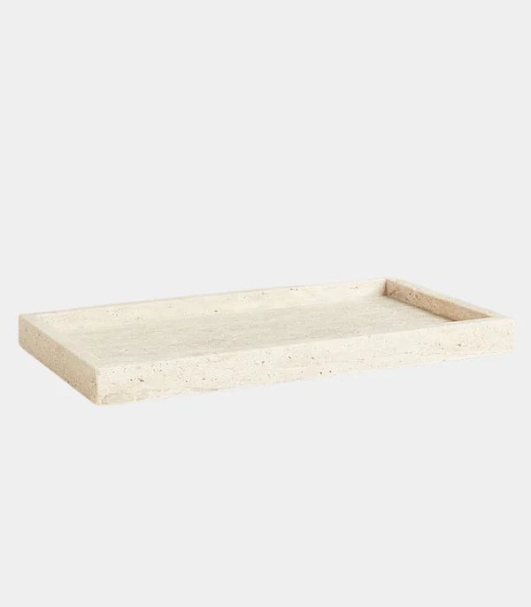 Genuine Travertine Stone Tray – Decorative 9.8 × 5.9 in Organizer