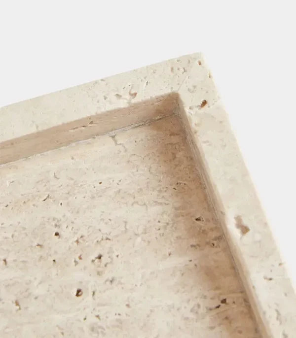 Genuine Travertine Stone Tray – Decorative 9.8 × 5.9 in Organizer