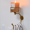Wall-Mounted Towel Holder with Candle Holder – 2-in-1 Bathroom Organizer