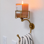 Wall-Mounted Towel Holder with Candle Holder – 2-in-1 Bathroom Organizer