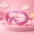 Kids' Anti-Fog Swimming Goggles with Built-In Earplugs