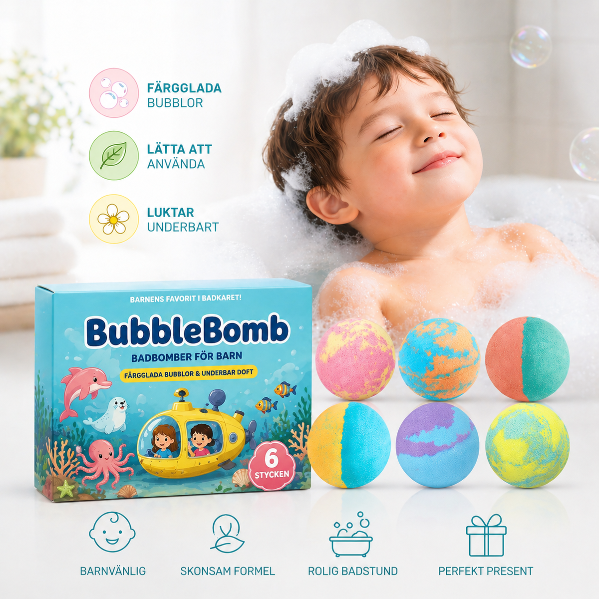 Kids' Colorful Bath Bomb with Surprise Toy Inside