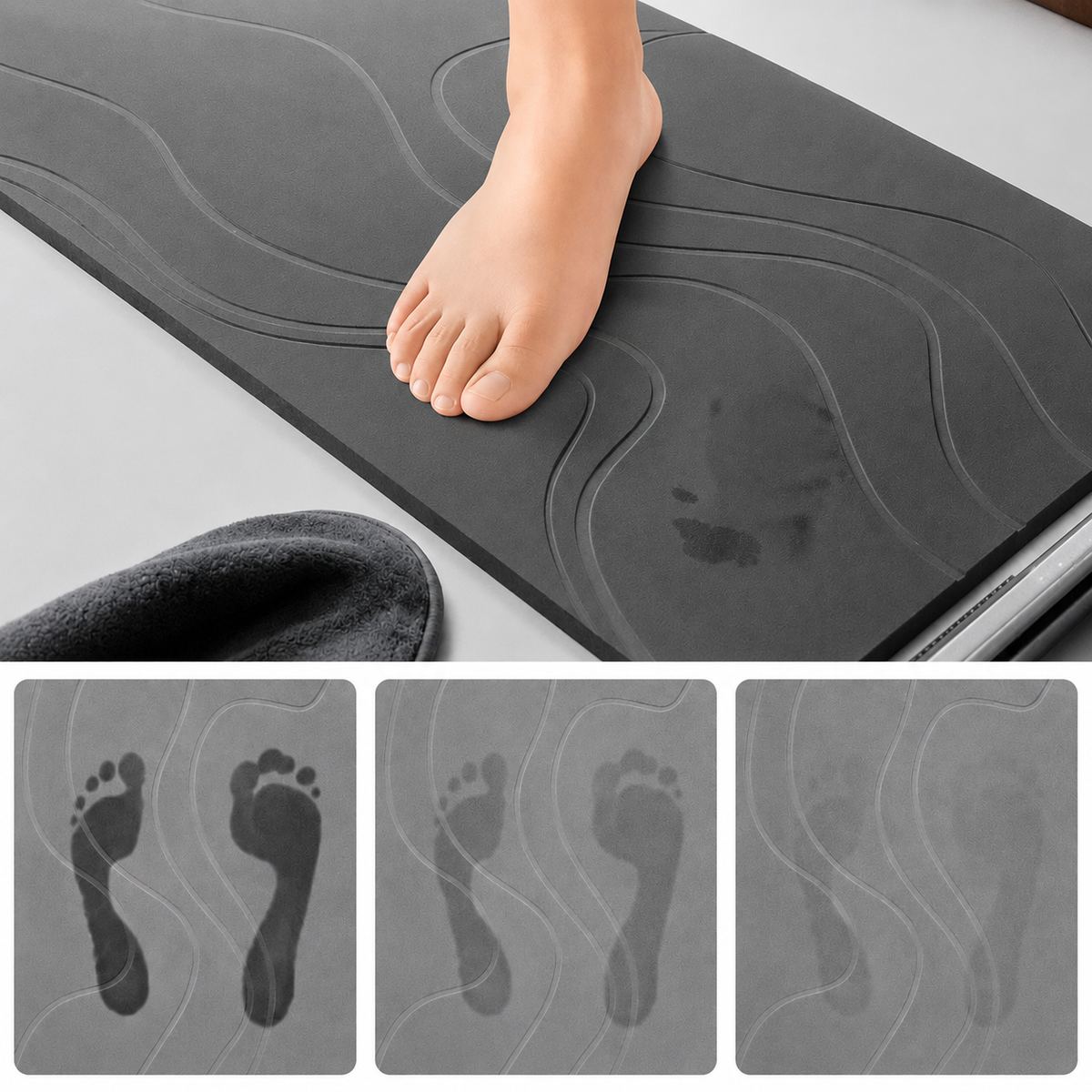 Water-Absorbent Stone Bath Mat – Non-Slip 15.7 × 23.6 in