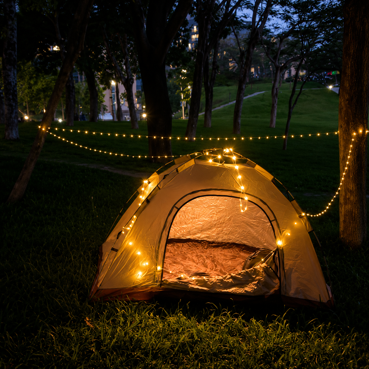 10 m Solar LED Camping String Lights with Flashlight & Power Bank