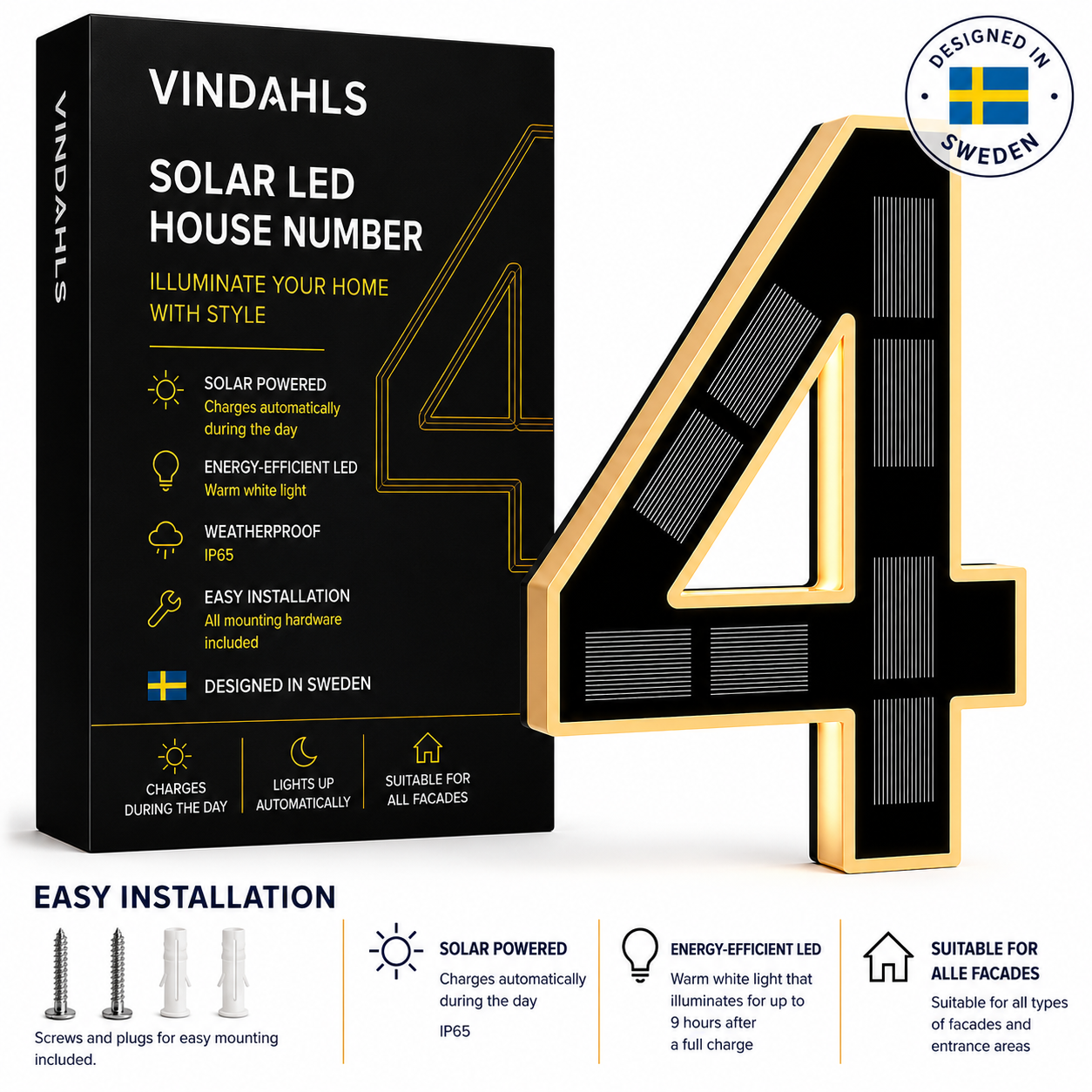 Vindahls House Numbers | Illuminated & Solar-Powered