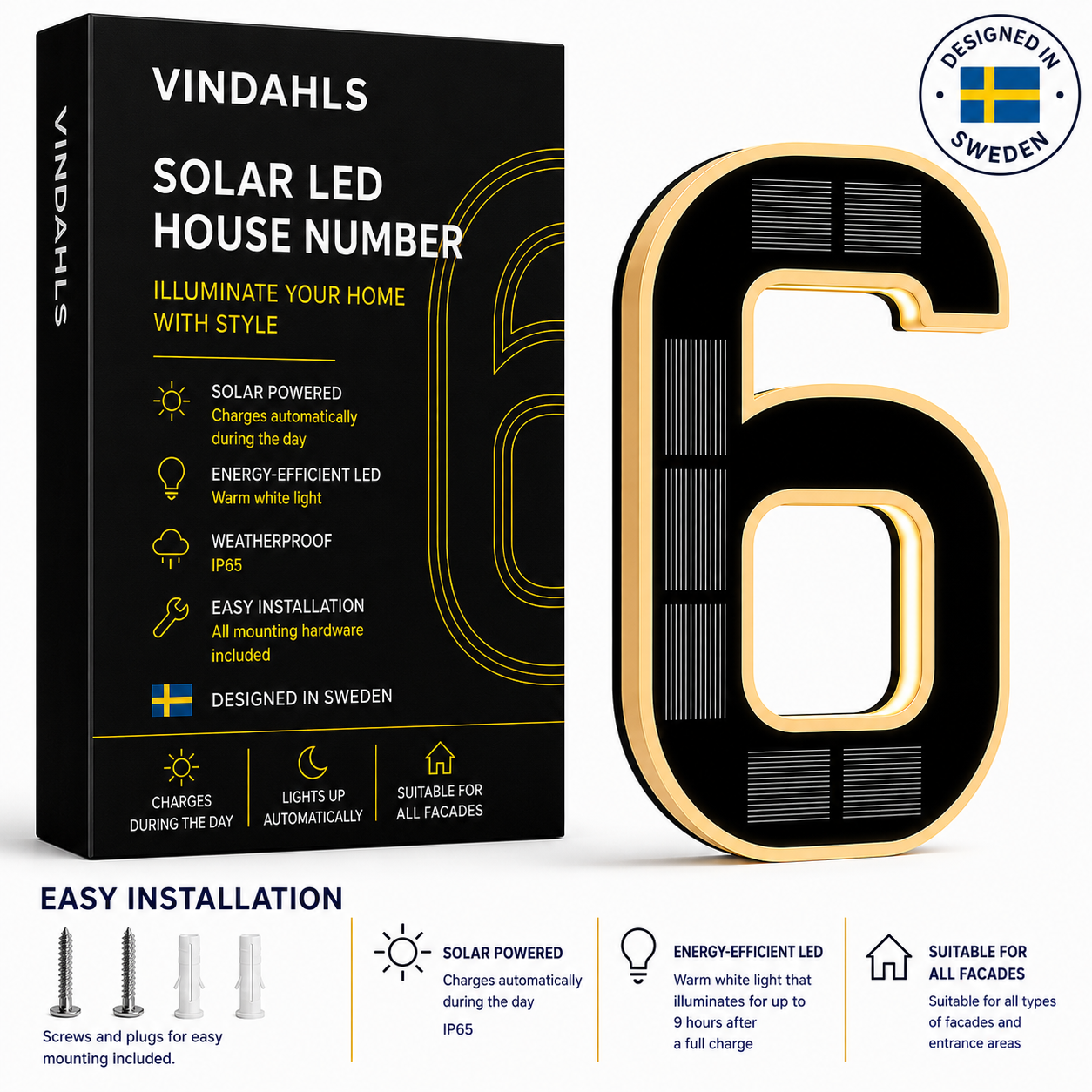 Vindahls House Numbers | Illuminated & Solar-Powered
