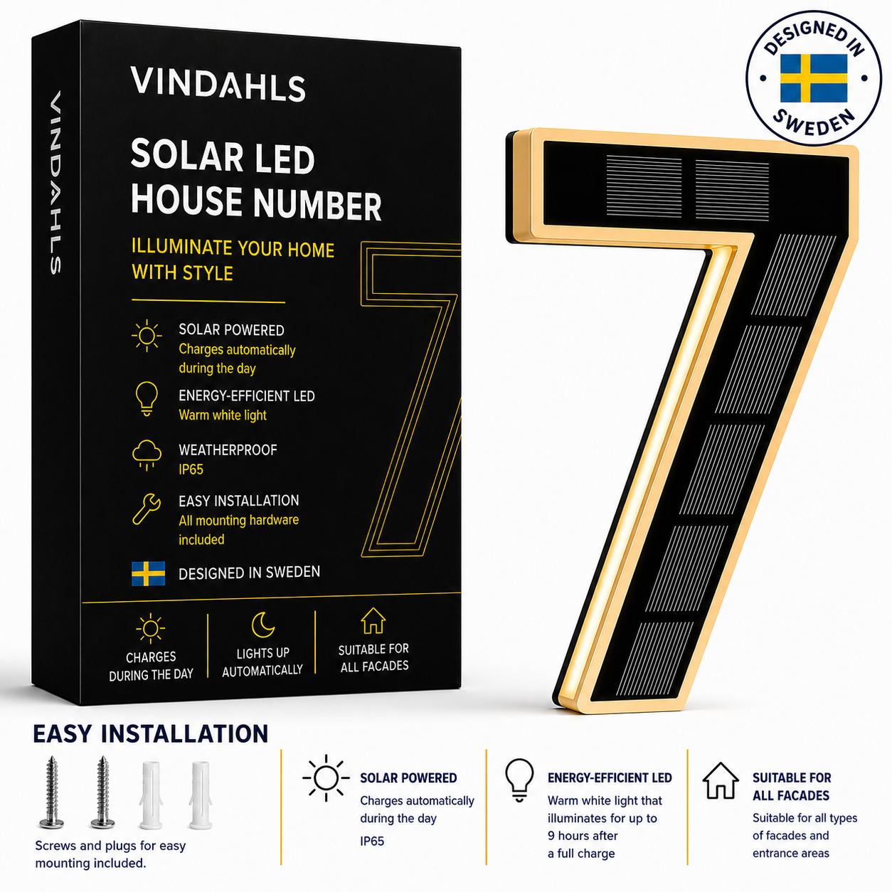 Vindahls House Numbers | Illuminated & Solar-Powered