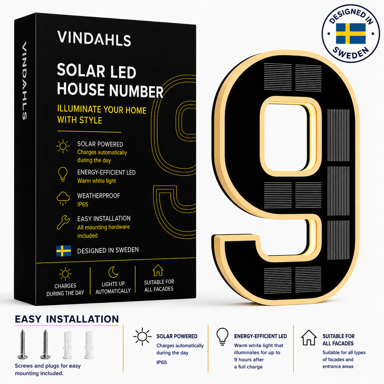 Vindahls House Numbers | Illuminated & Solar-Powered