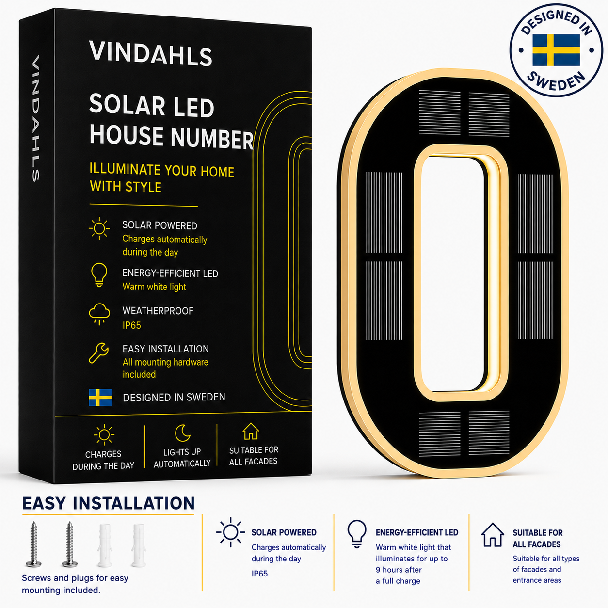 Vindahls House Numbers | Illuminated & Solar-Powered