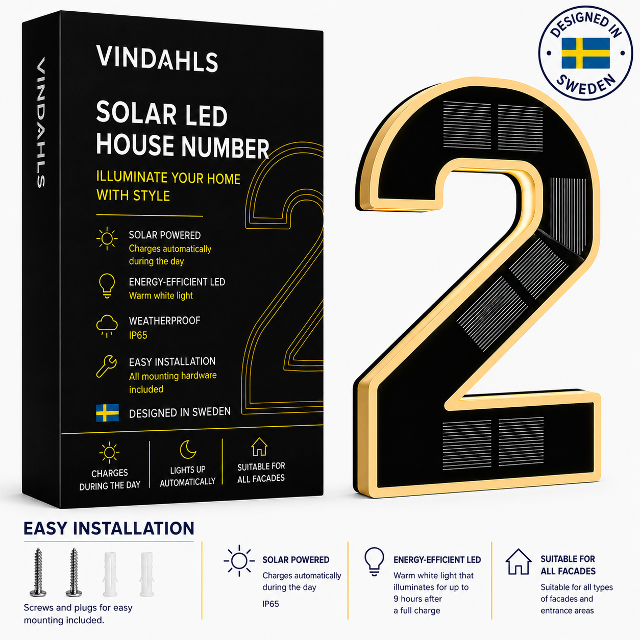 Vindahls House Numbers | Illuminated & Solar-Powered