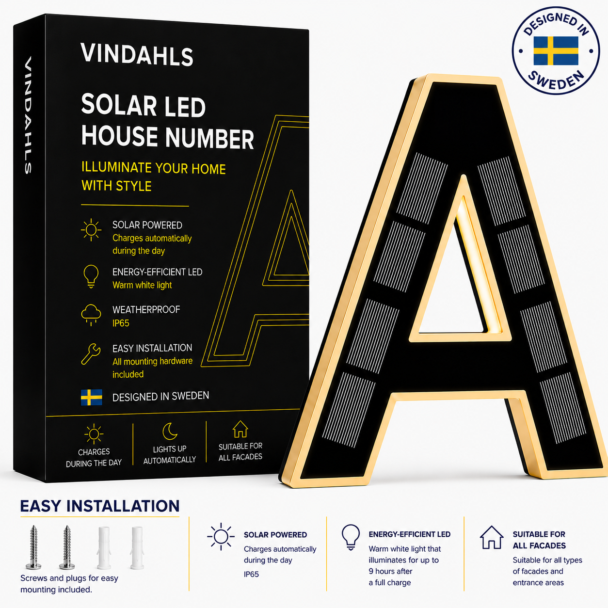 Vindahls House Numbers | Illuminated & Solar-Powered