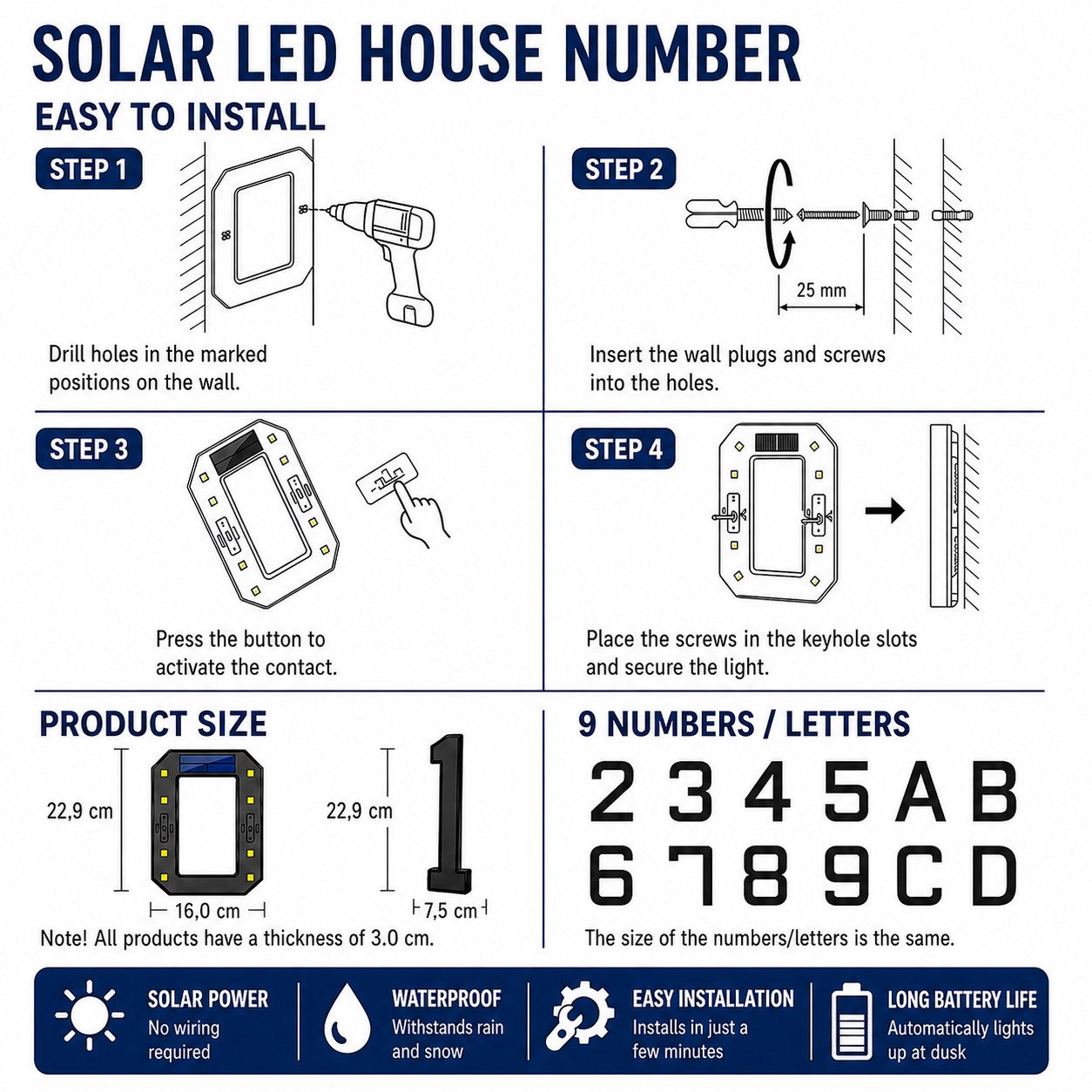 Vindahls House Numbers | Illuminated & Solar-Powered