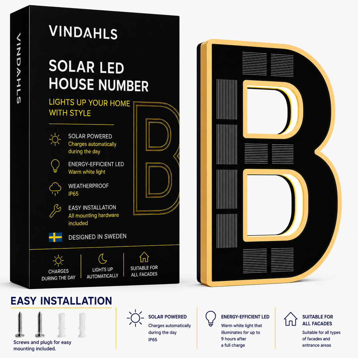 Vindahls House Numbers | Illuminated & Solar-Powered
