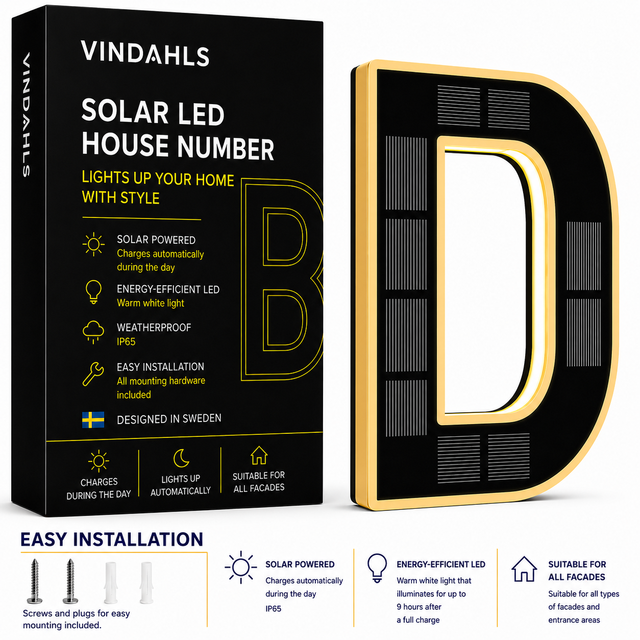 Vindahls House Numbers | Illuminated & Solar-Powered