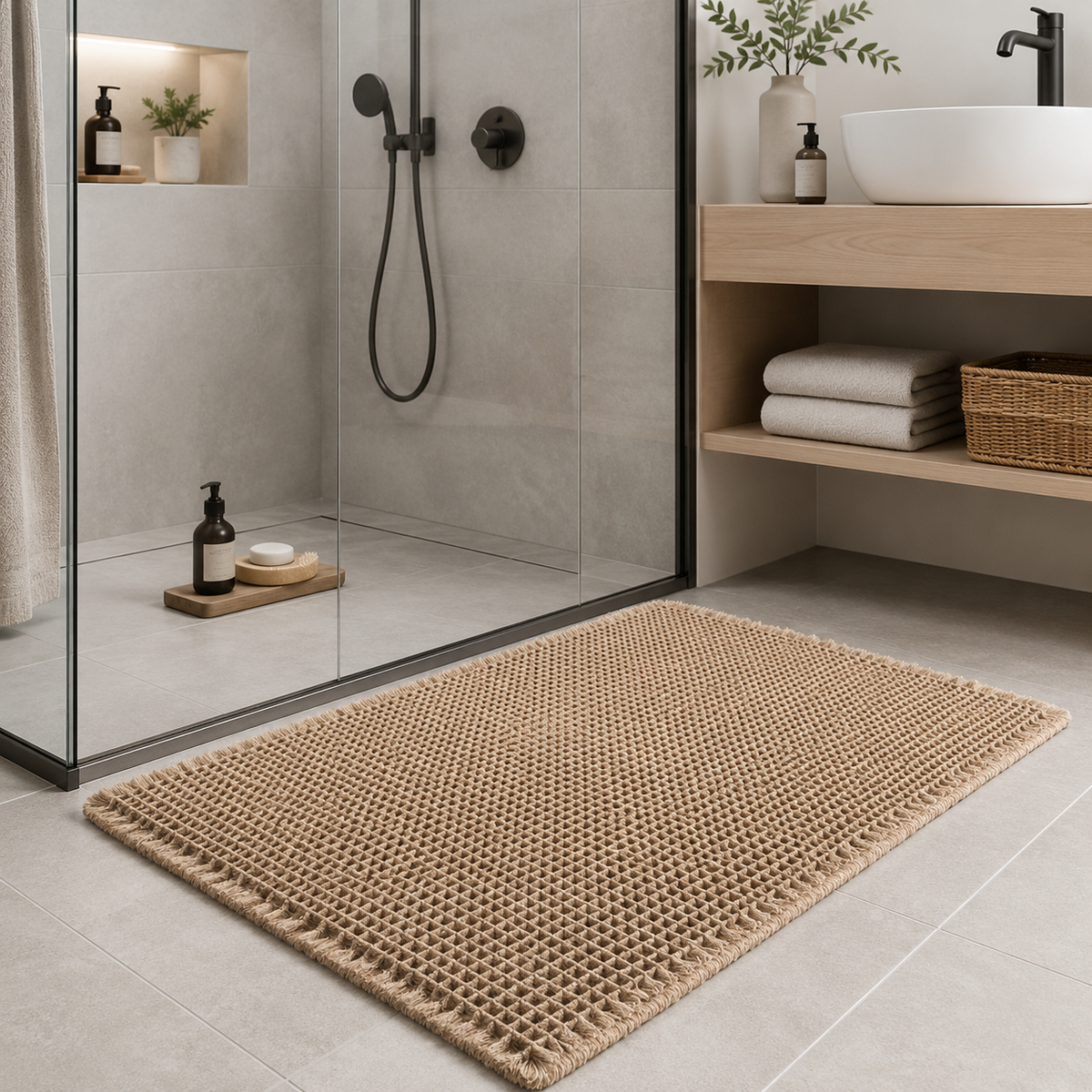 Soft Absorbent Bath Mat with Non-Slip Backing – 18.1 × 30.3 in