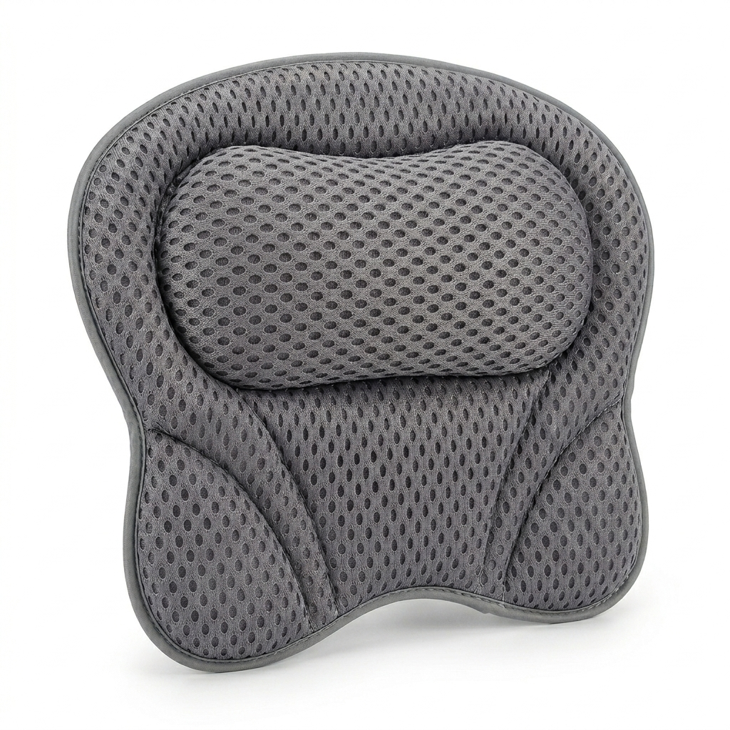 Padded Bathtub Pillow with Suction Cups for Neck, Shoulder & Back Support