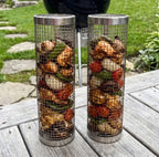 Rolling Grill Baskets with Lids – Set of 2 for Vegetables, Meat & More