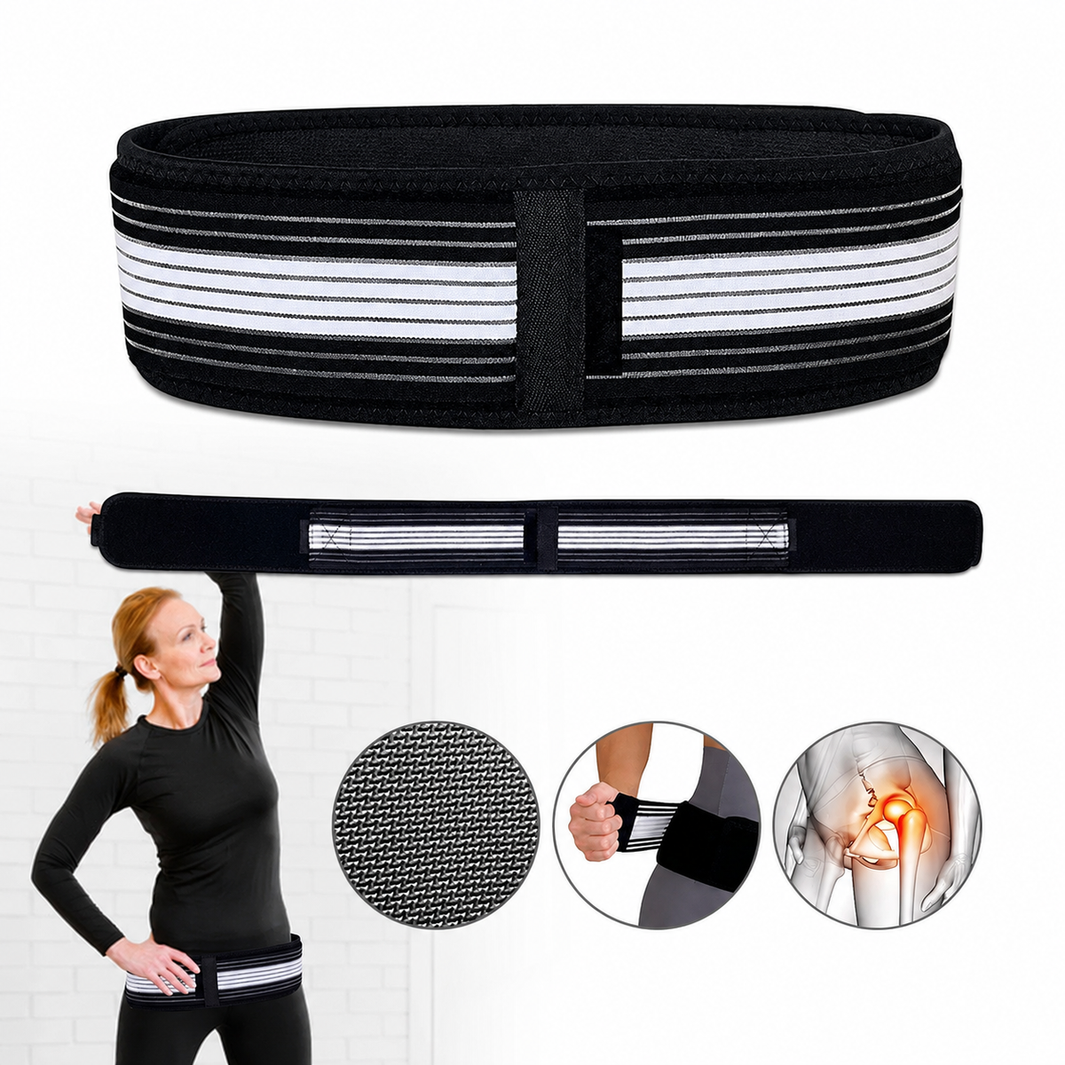 Adjustable Hip and Pelvic Support Belt for Lower Back Support