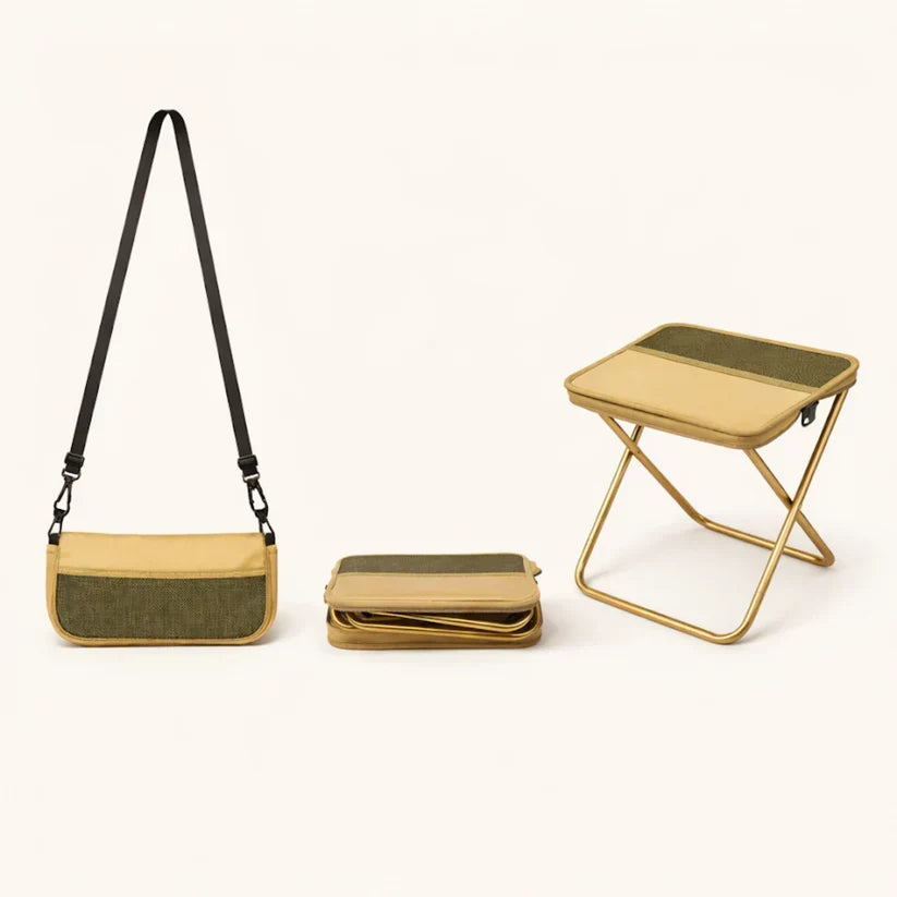 Lightweight Folding Camping Stool with Shoulder-Strap Carry Bag