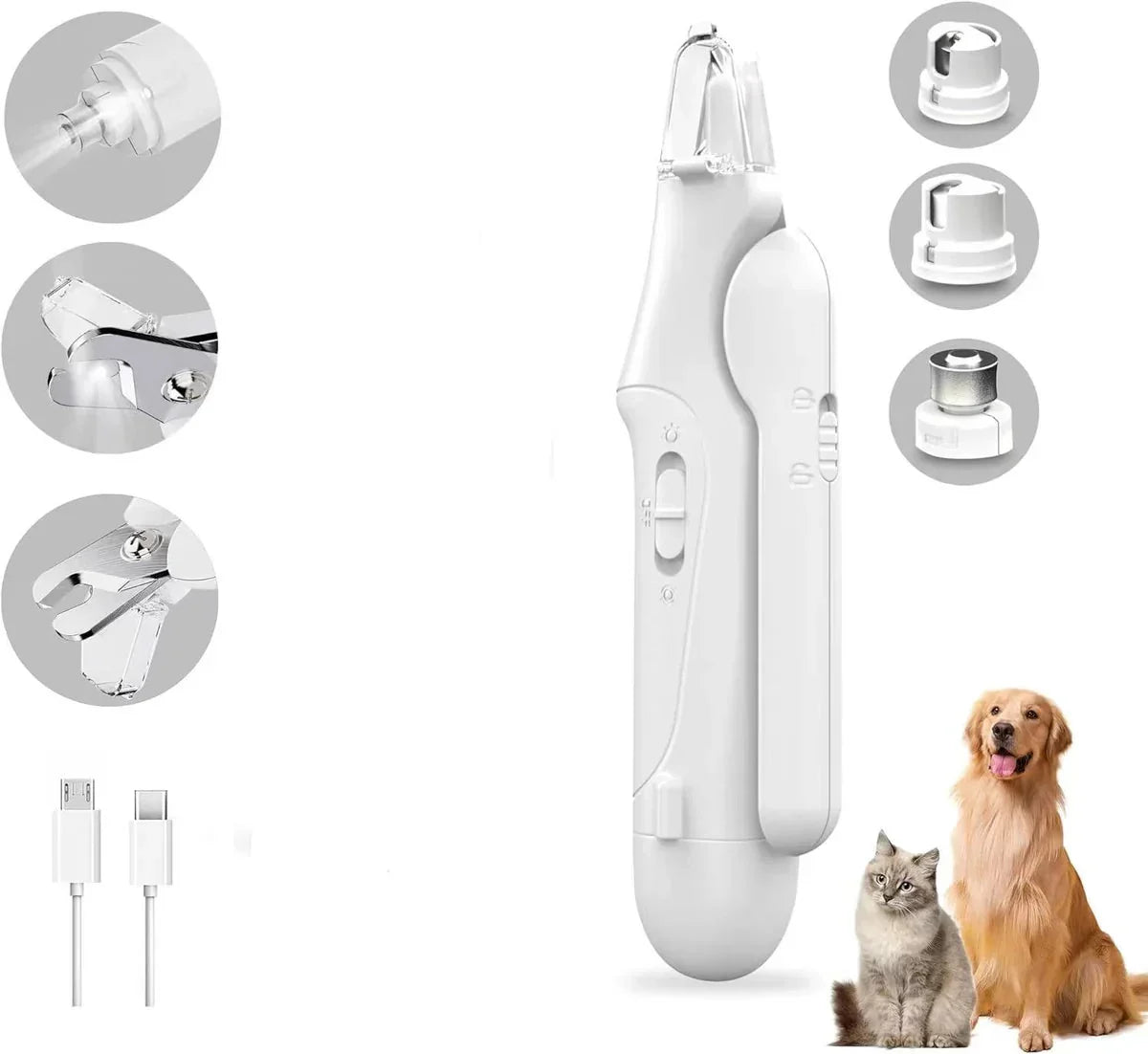 LED Pet Nail Clippers with Built-In File for Dogs & Cats