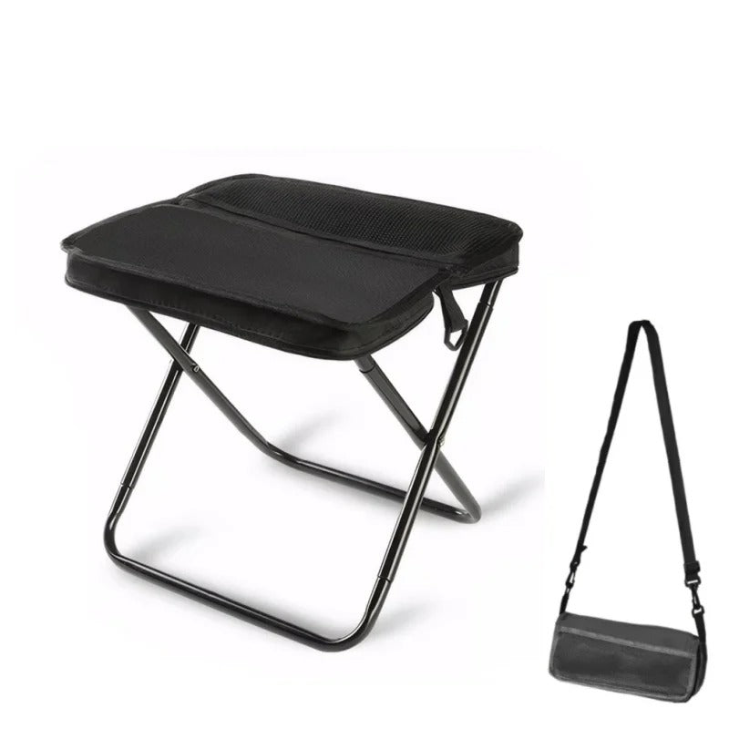Lightweight Folding Camping Stool with Shoulder-Strap Carry Bag