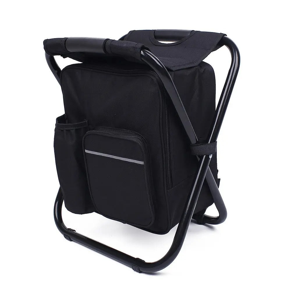 Folding Camping Stool with Insulated Cooler Backpack